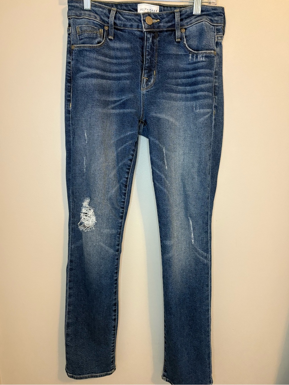 Parker Smith Distressed Straight Leg Jeans Size 28 Medium Wash